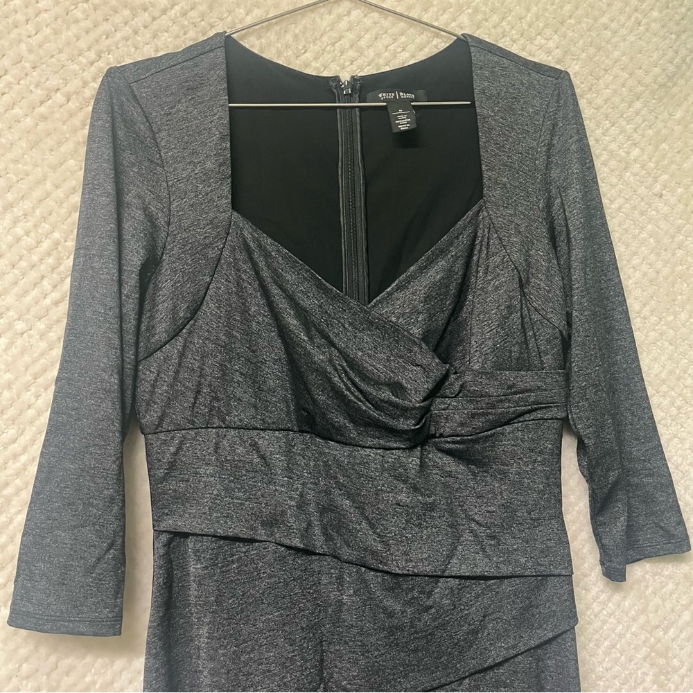 White House Black Market Sheath Dress Half Sleeve Elegant Gray Womens Sz 12 - Picture 2 of 10